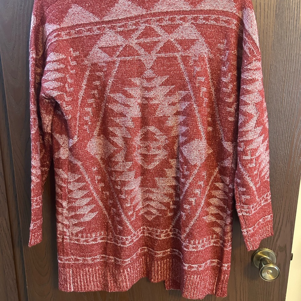 Maurices Rust Red Geometric Cardigan - Picture 2 of 2